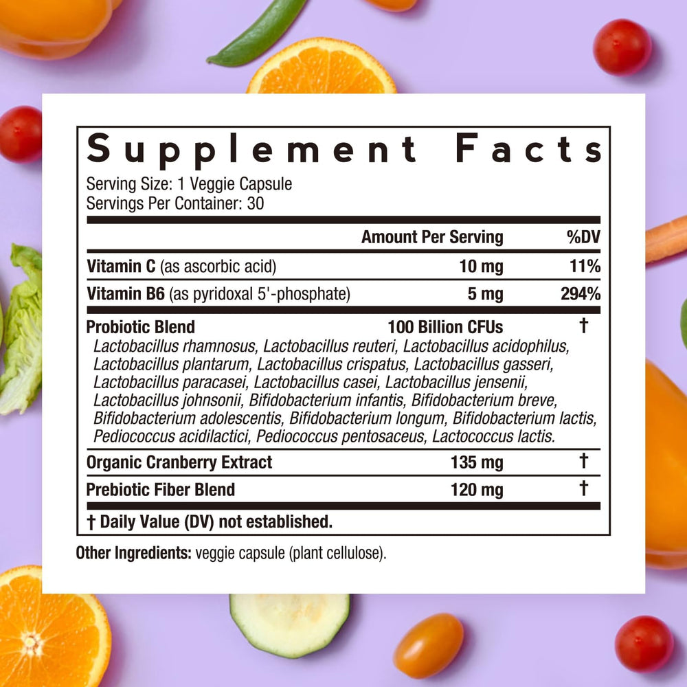 Doctor's Recipes Probiotics for Women capsules close-up reveals 18 strains for daily balance