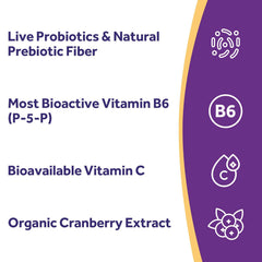 Doctor's Recipes Probiotics for Women cranberry extract highlight and immune-support hint