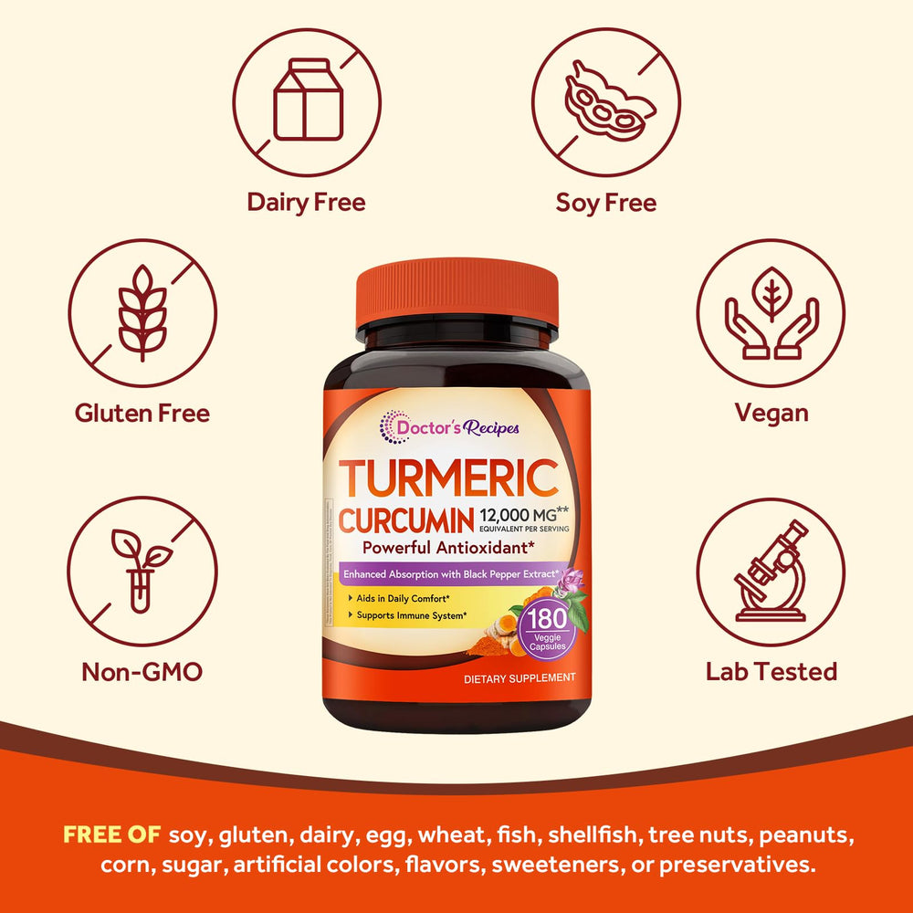 Doctor's Recipes turmeric packaging box with clean branding and sustainability cues