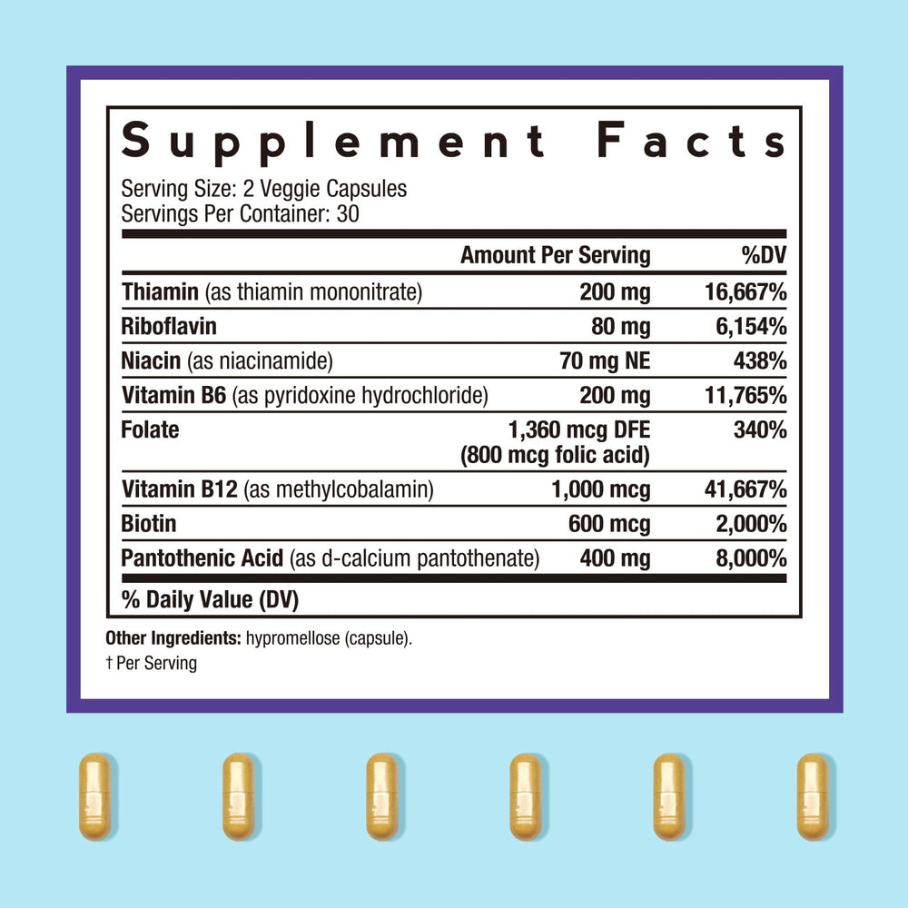 Doctor's Recipes Ultra B Complex label close-up shows vegan formula and methylated B12