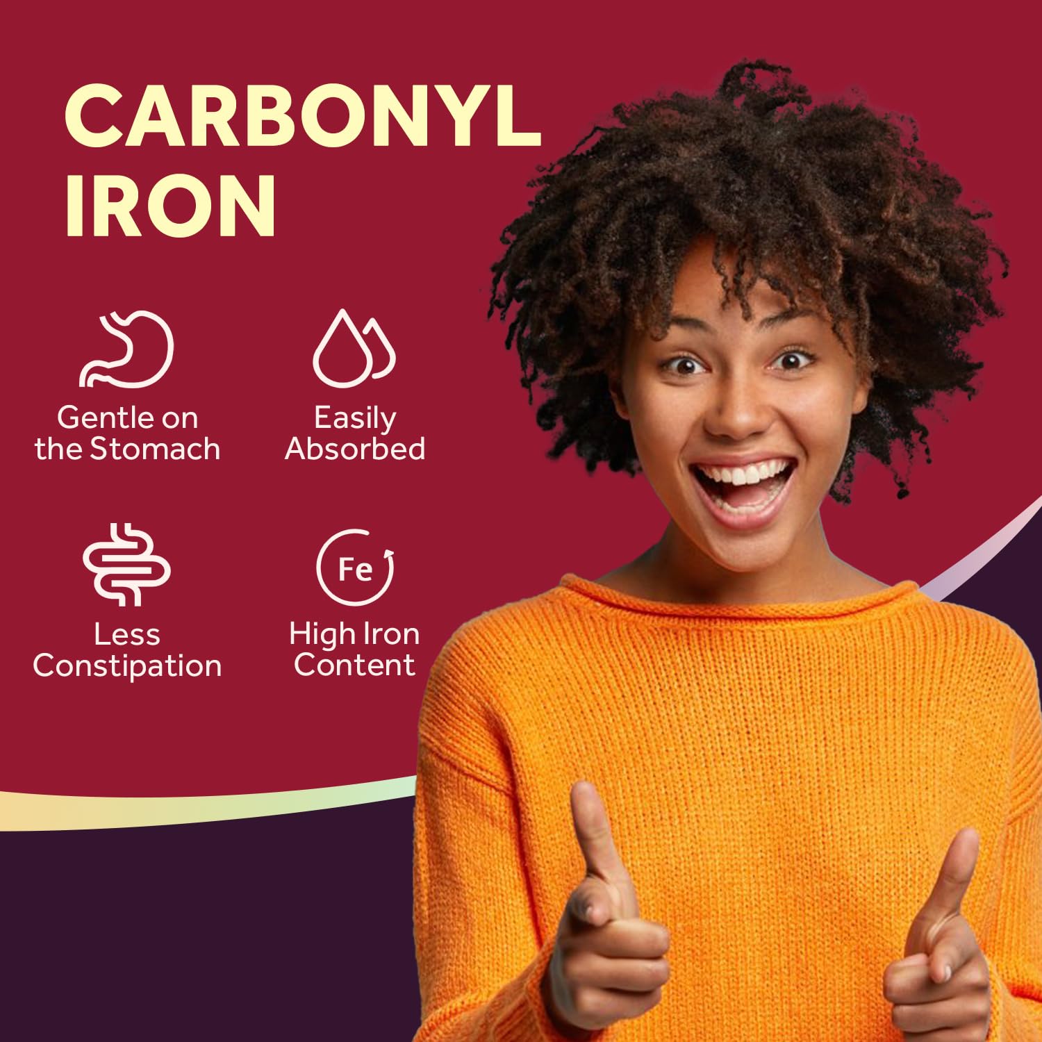 Vegan symbol near bottle indicating plant-based ingredients for Doctor's Recipes iron.