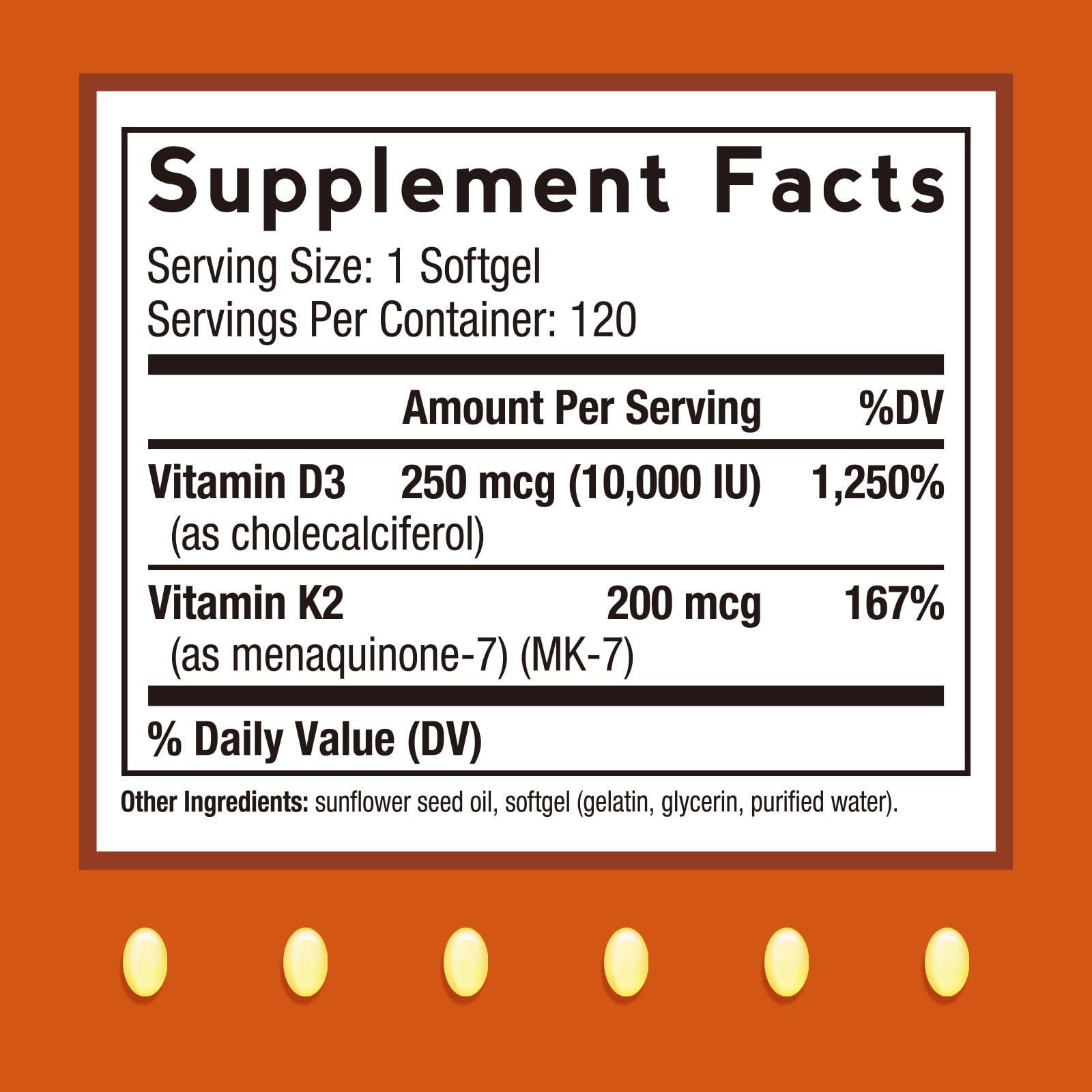 Close-up of Doctor's Recipes D3 K2 softgels for energy