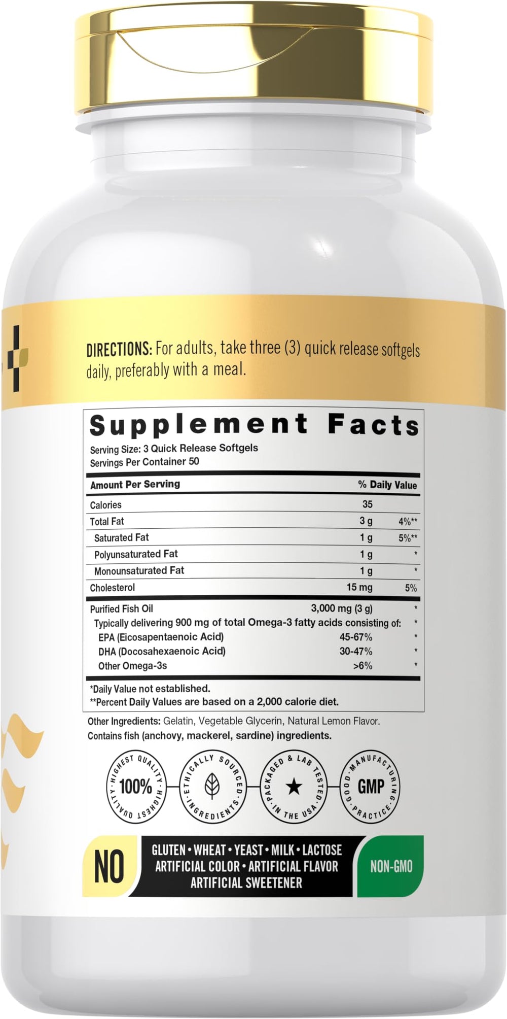 Closeup of Doctor's Way omega-3 softgels for easy swallowing.