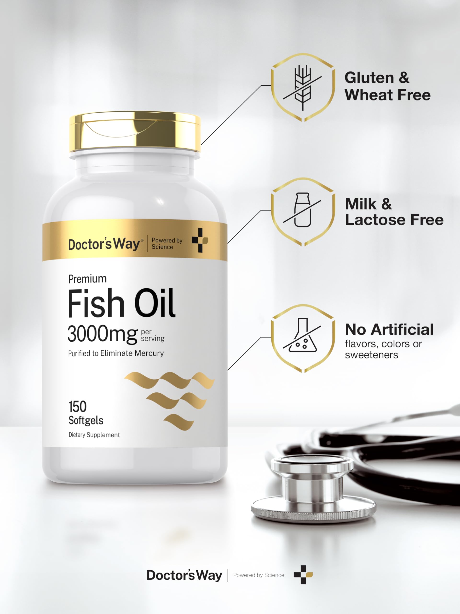 Purified mercury-free claim on Doctor's Way fish oil label.