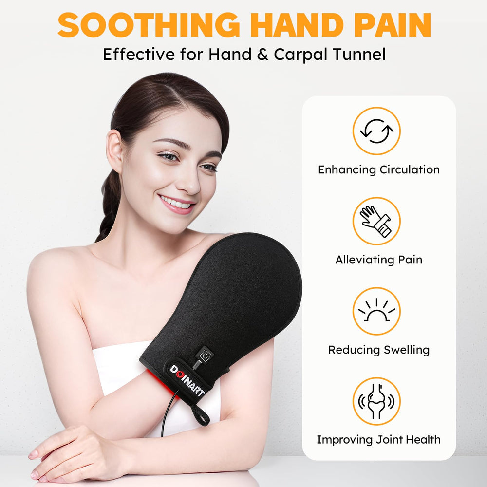 Doinart red light hand glove palm view showing flexible fit for everyday use