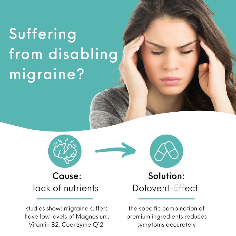 Dolovent magnesium 600mg capsule close-up, potential muscle relaxation and steady head comfort.
