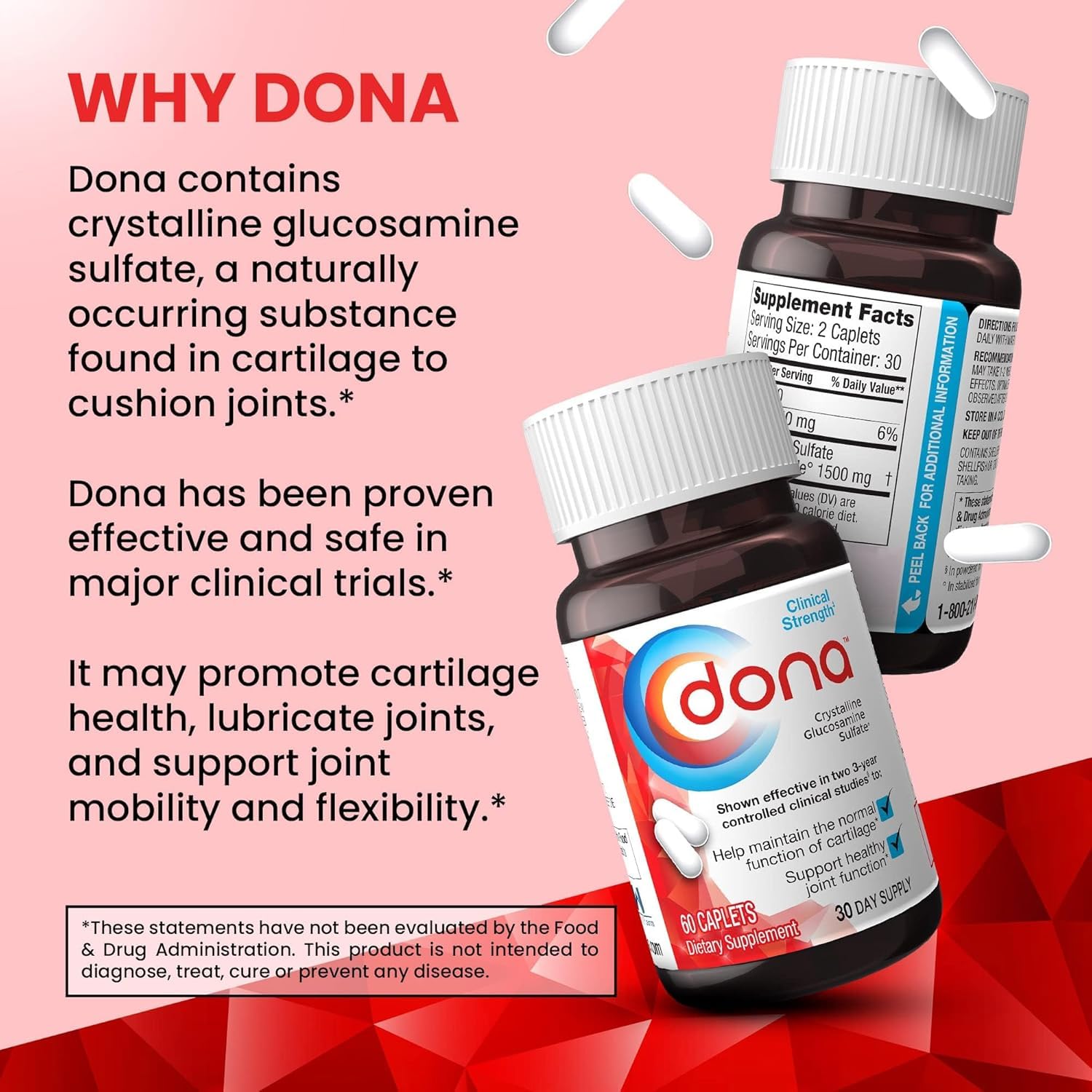 DONA 3-pack packshot emphasizes value for ongoing joint care.