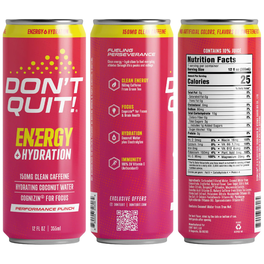 Cognizin focus ingredient close-up in DON’T Quit bottle boosts attention during tasks.