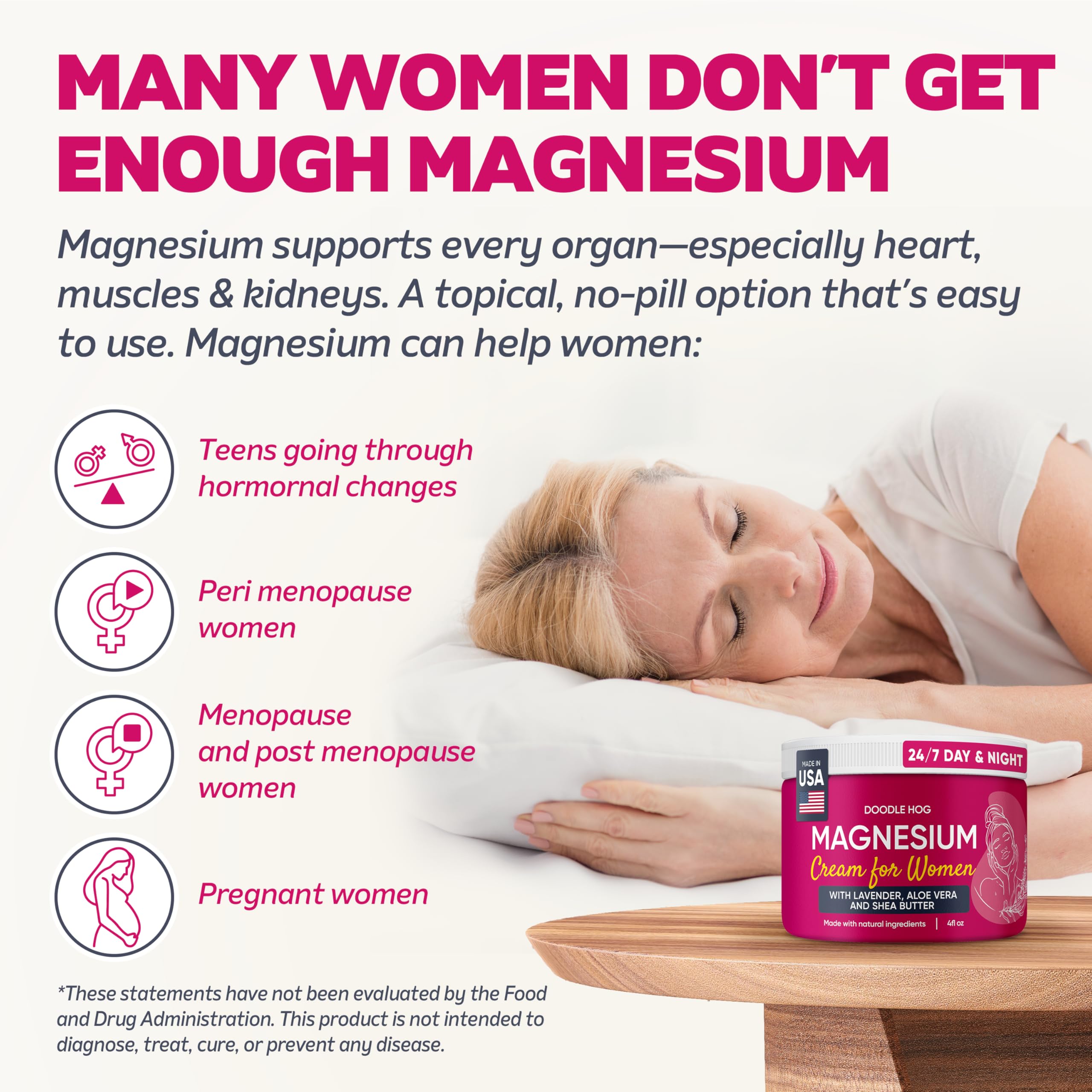 DOODLE HOG Magnesium Cream being massaged into skin to ease tense muscles.