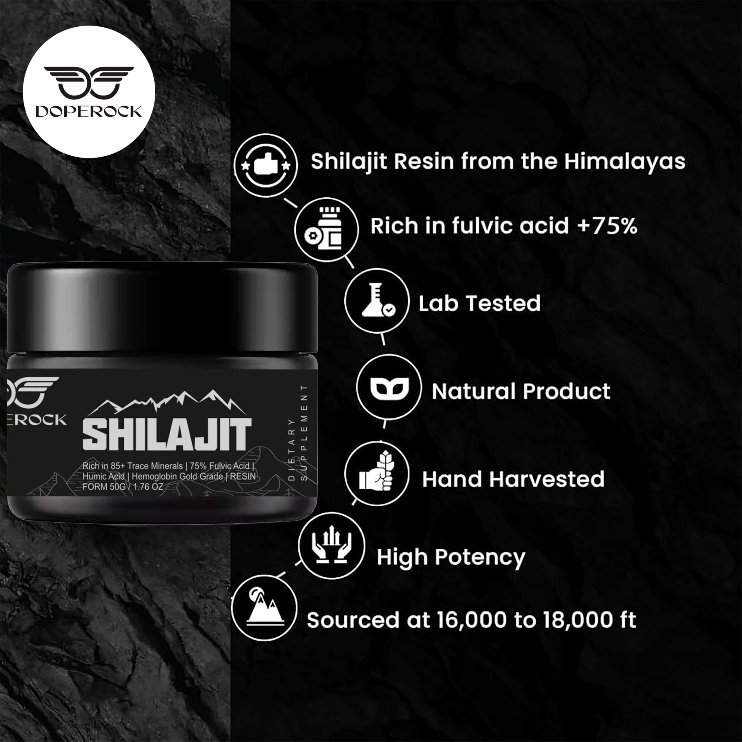 Measuring spoon with Doperock Shilajit resin for precise dose.