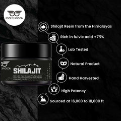 Measuring spoon with Doperock Shilajit resin for precise dose.
