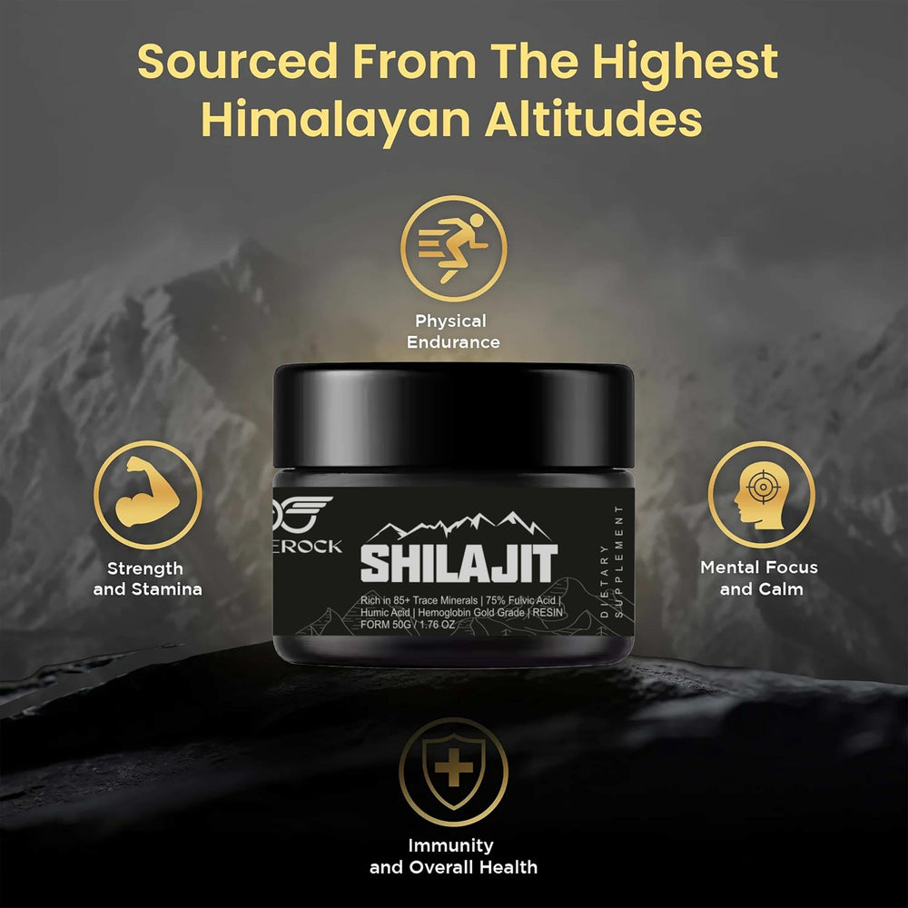 Doperock Shilajit resin packaging front showcasing quality.