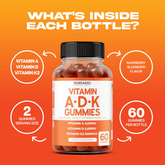 DORADO NUTRITION ADK Gummies display vegan, sugar-free format for convenient daily use.