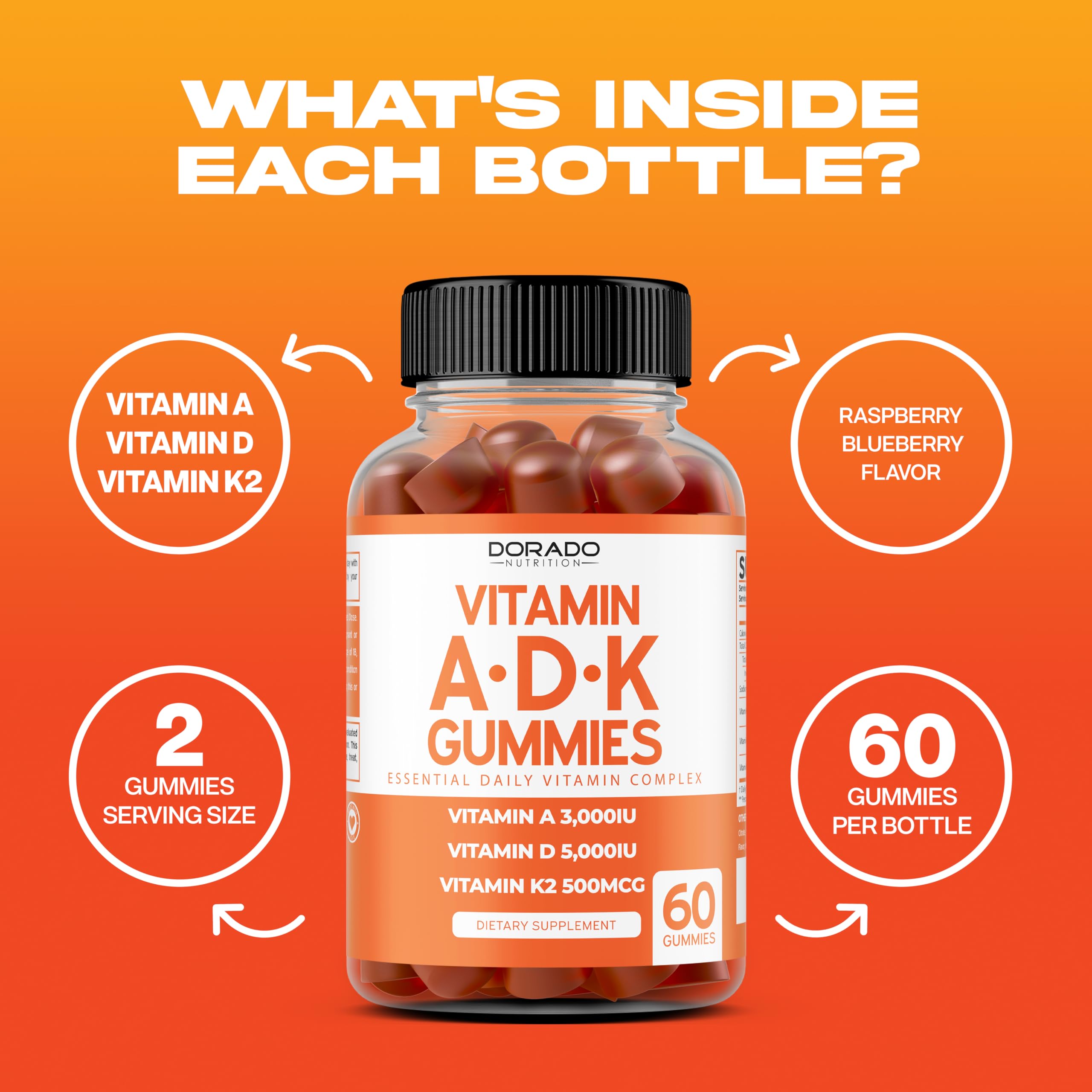 ADK Gummies Raspberry label highlights potency and quality.