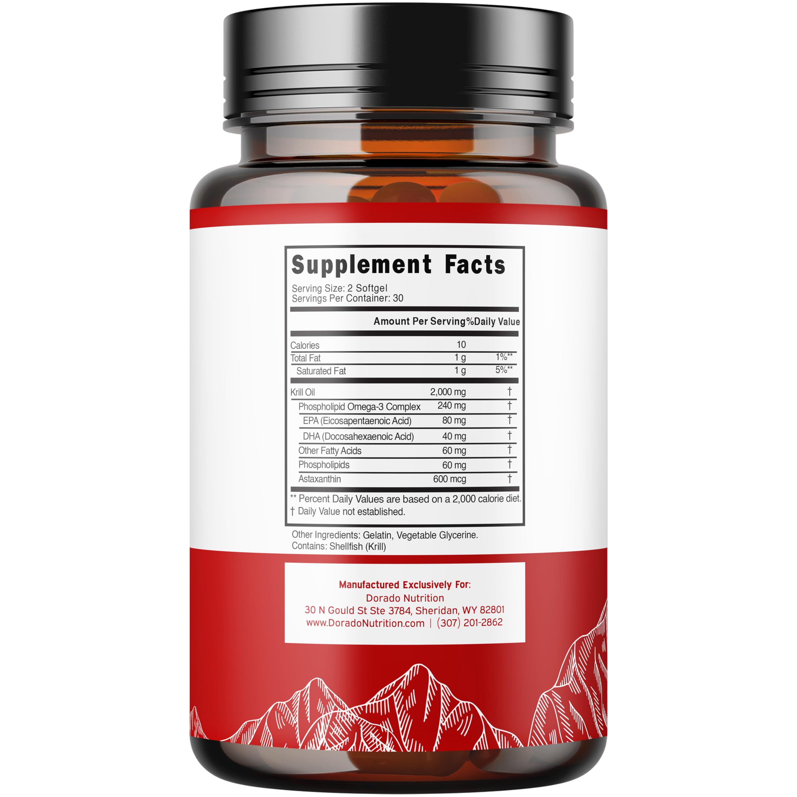 Dorado Nutrition Antarctic Krill Oil softgel capsules close-up for easy daily intake.