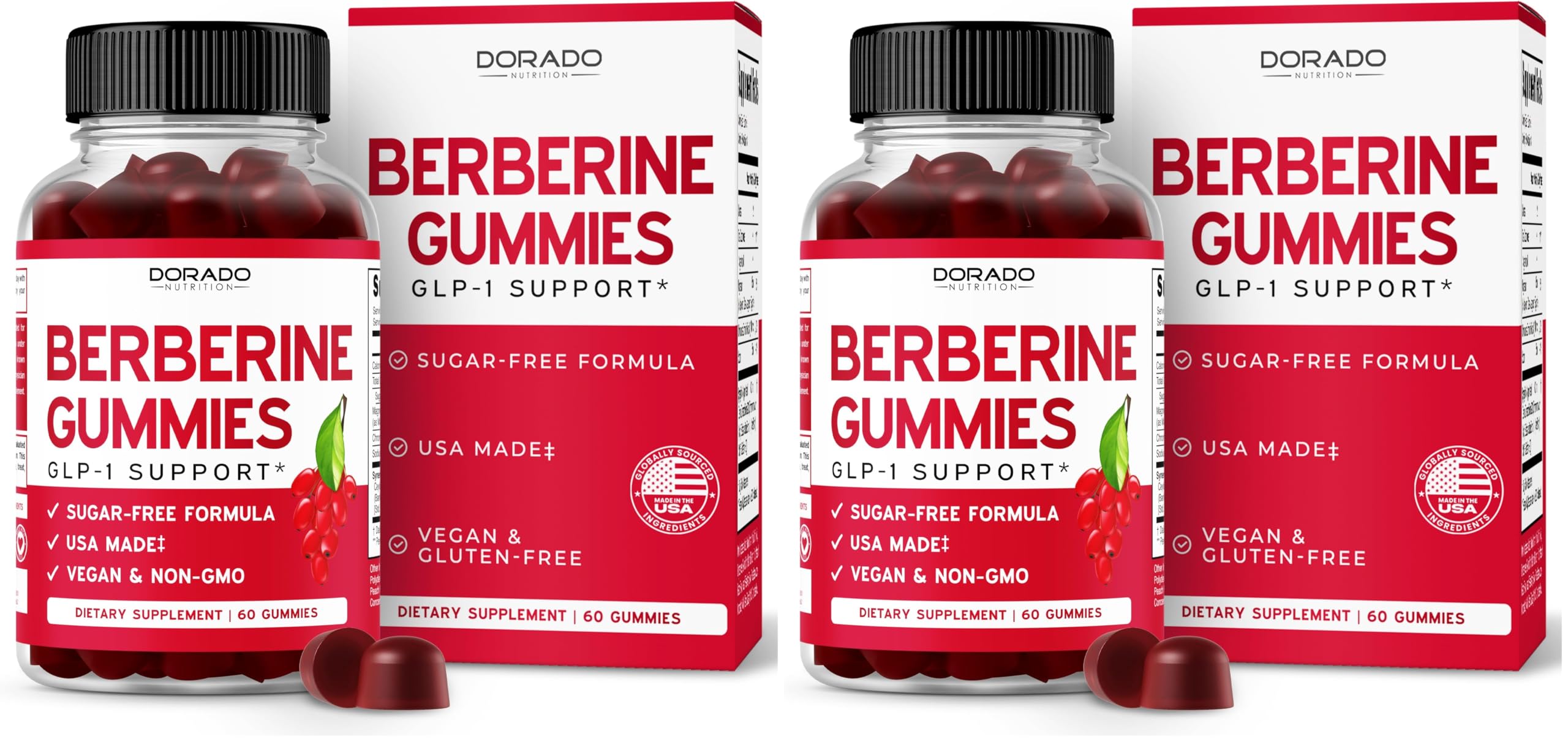 Dorado Nutrition Berberine Gummies with Cinnamon bottle, sugar-free daily wellness option.