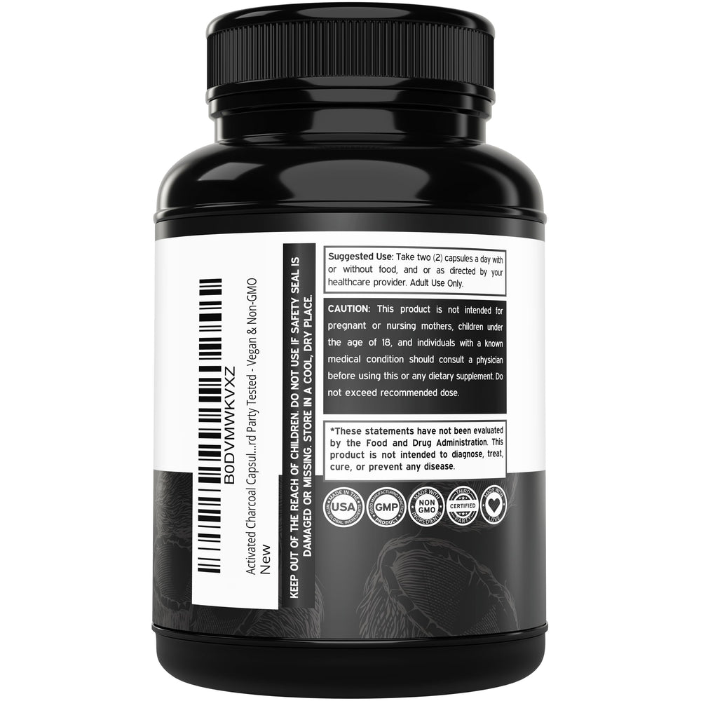 DORADO NUTRITION charcoal pills in a USA-made facility conveying quality and safety.