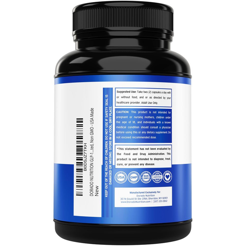 Dorado Nutrition GLP1 capsules closeup offer easy, convenient daily support.