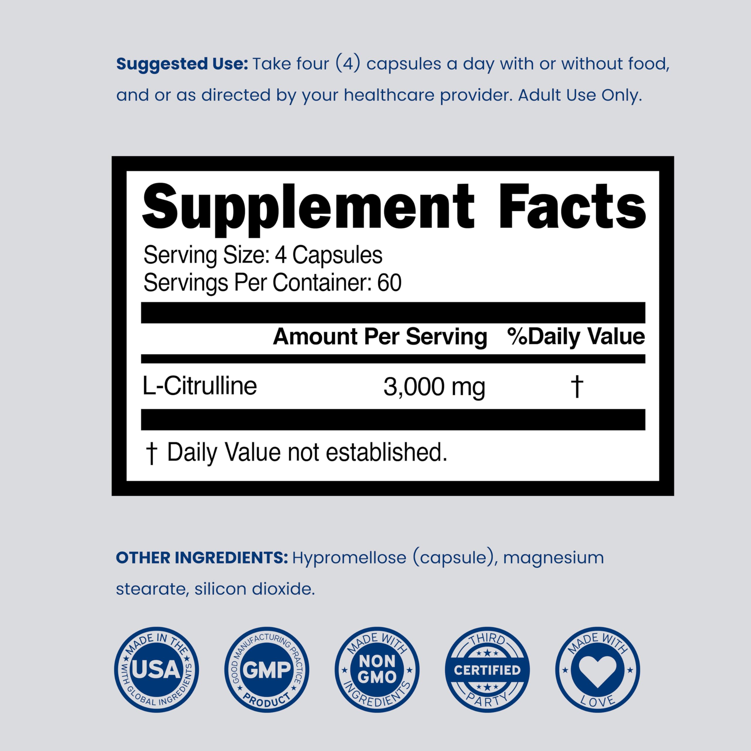 Dorado Nutrition L-Citrulline 3000mg non-GMO icon reinforces clean formula.