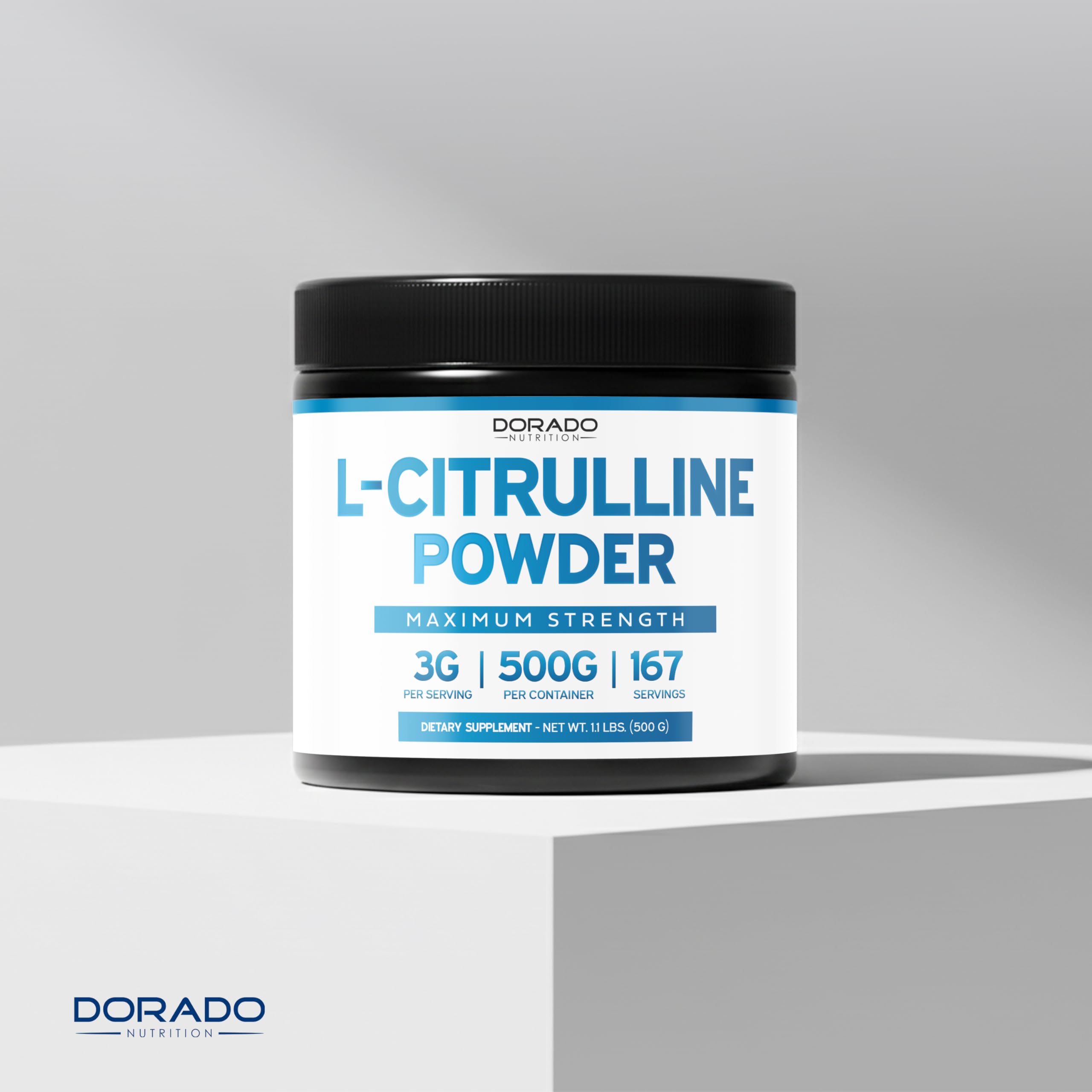 Dorado Nutrition L-Citrulline powder packaging emphasizes USA manufacturing.