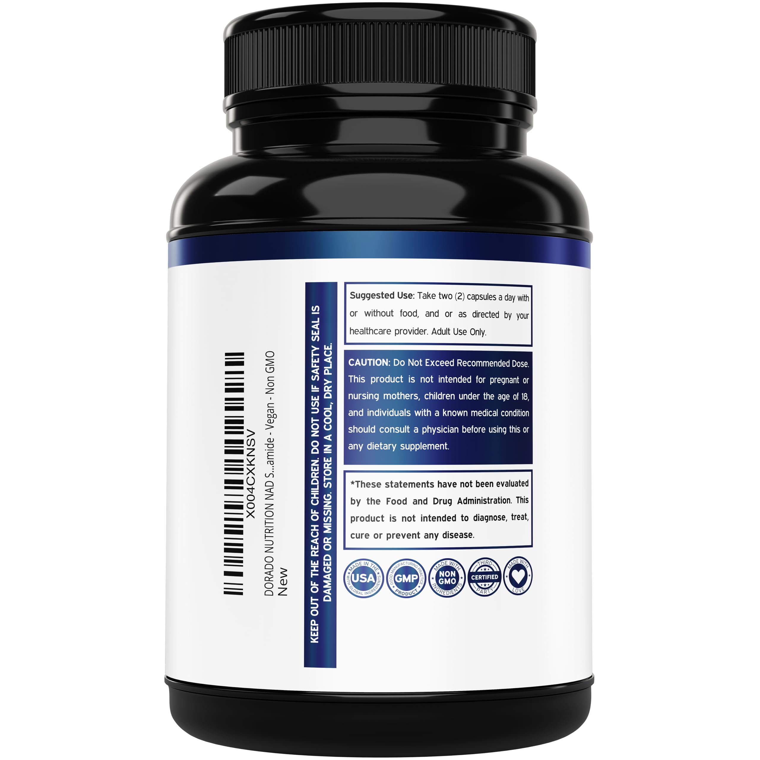 DORADO NUTRITION NAD capsules pack for convenient vegan dosing.