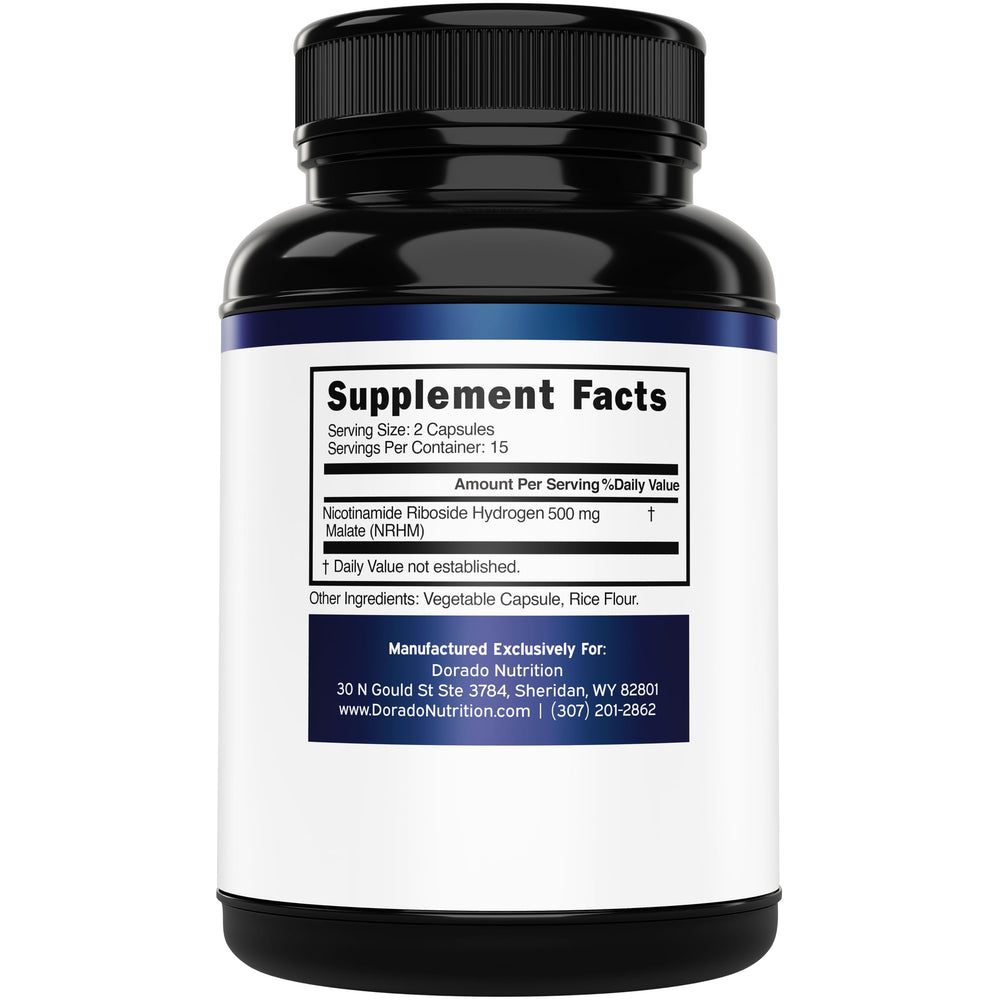 DORADO NUTRITION NR 500mg capsules close-up highlights easy-to-swallow design