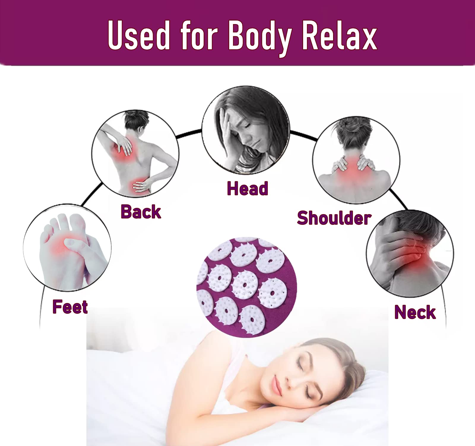 DoroSun acupressure pillow on bed demonstrates convenient home massage setup.