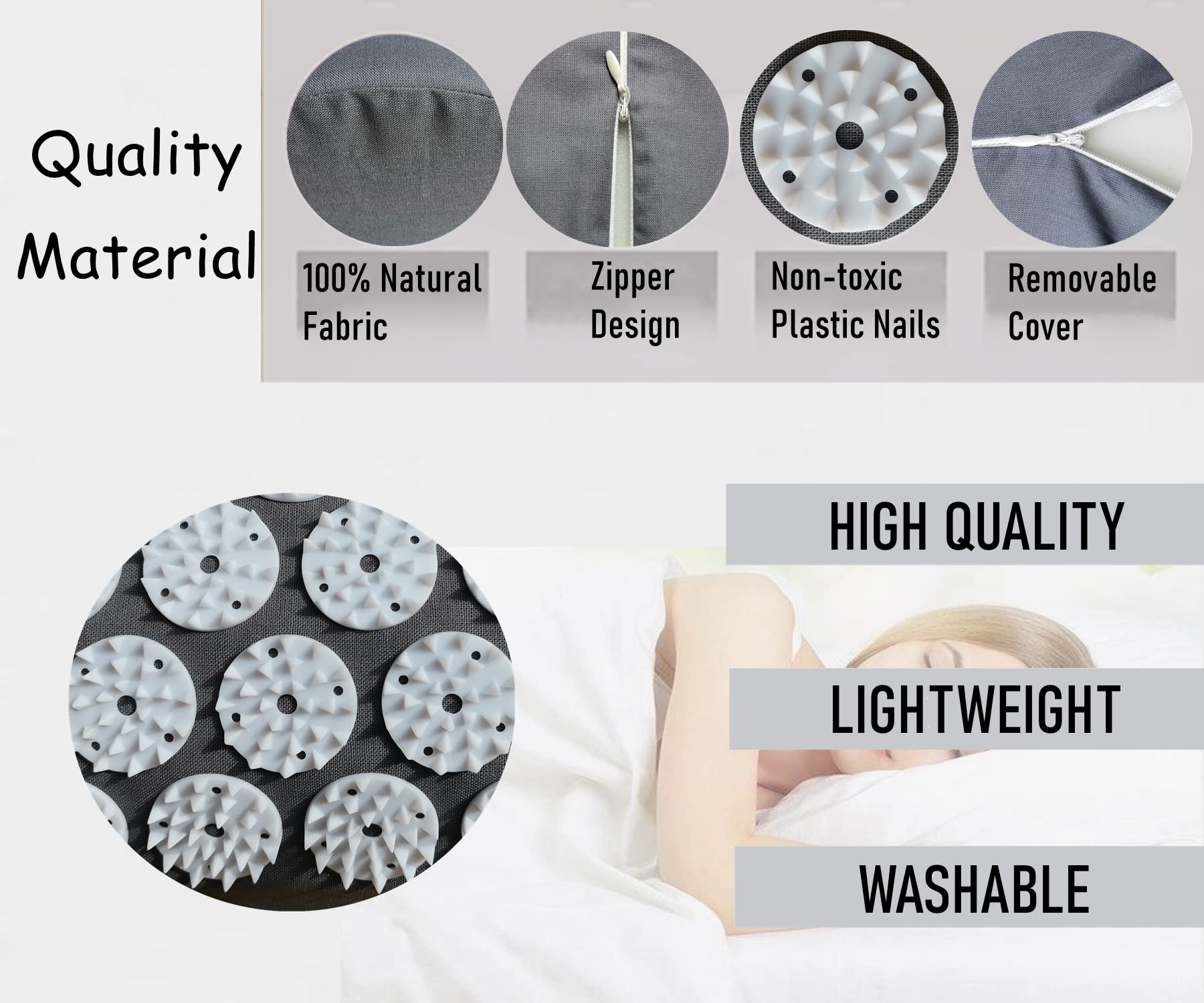 DoroSun acupressure pillow on bed showing full-body comfort