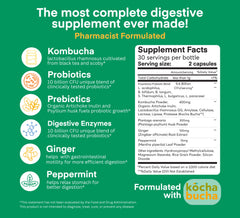 Dose + Remedy probiotic capsules showing seven-strain formula.