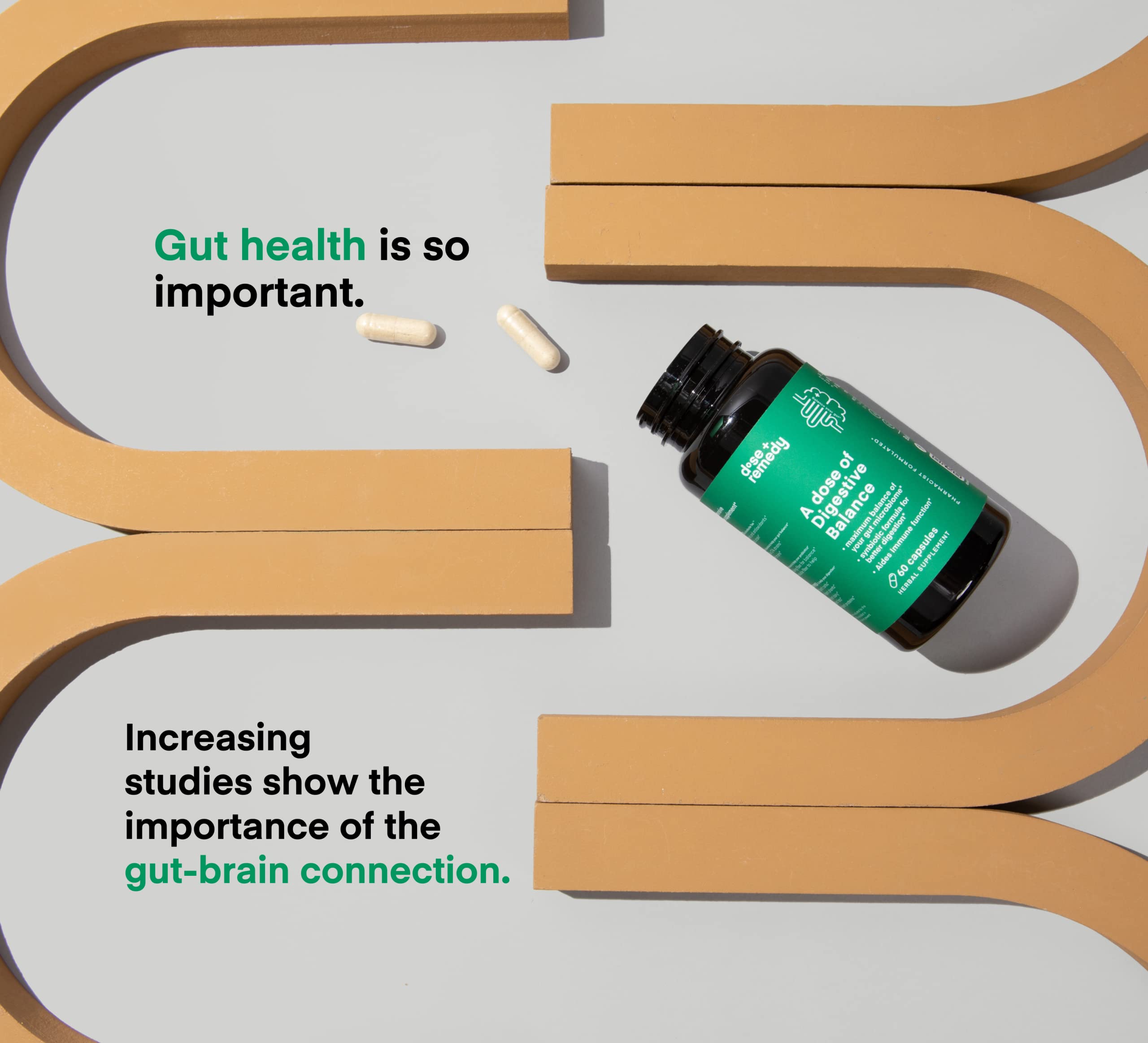 Dose + Remedy synbiotic formula ingredients highlight packaging.