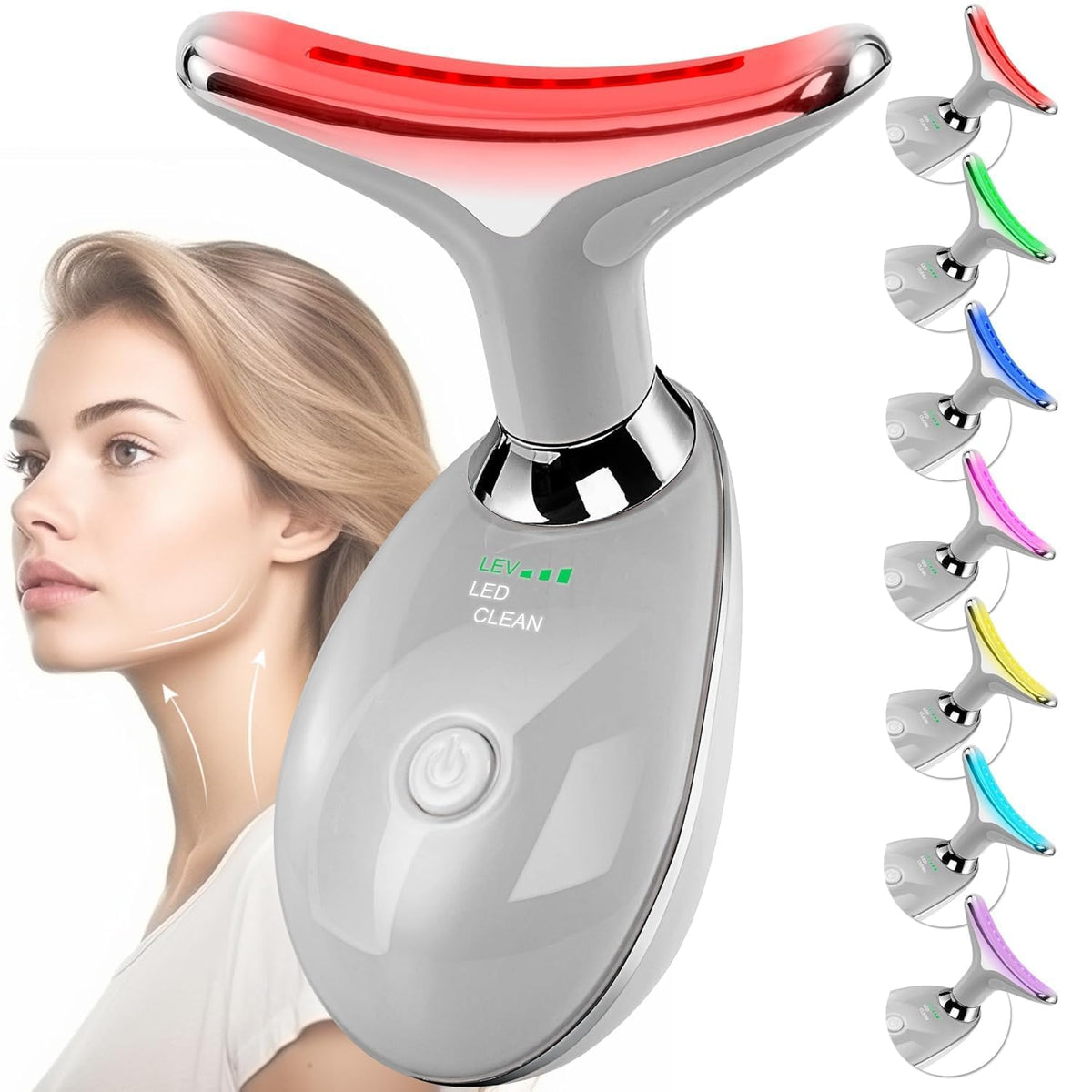 Doset facial massager with arc head glide enhances product absorption and skin feel.
