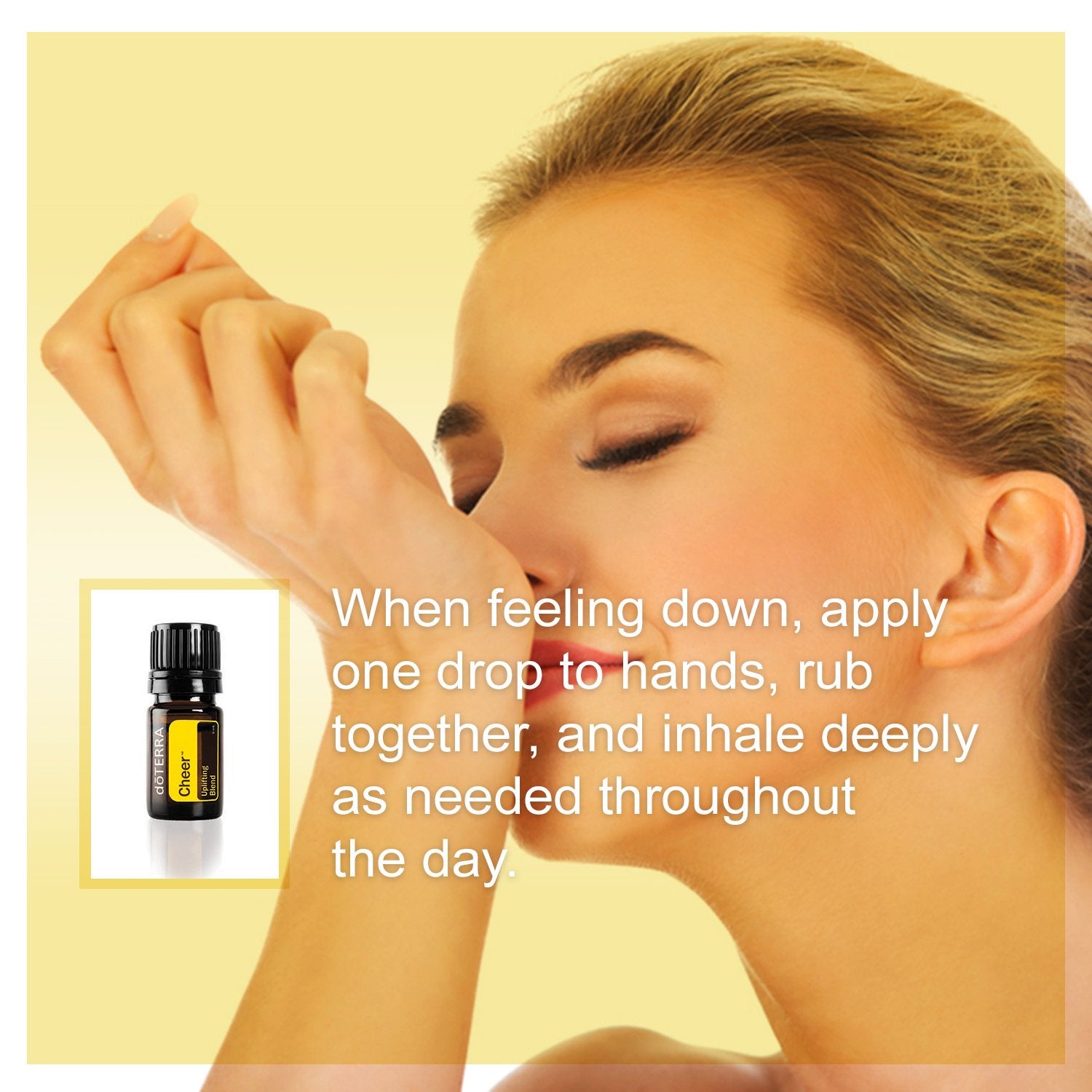 doTERRA Cheer routine blending diffusion with topical use.