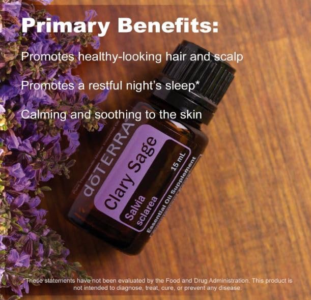doTERRA Clary Sage oil bottle ideal for abdominal massage during cycles.