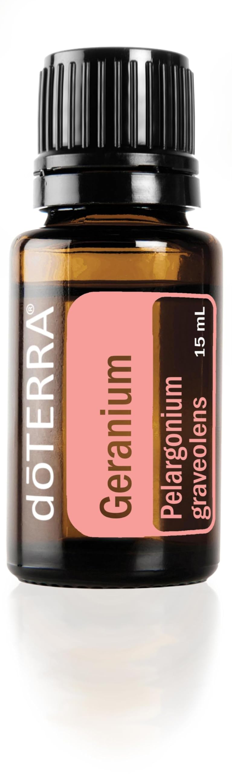 doTERRA Geranium essential oil bottle for skincare and hair care.