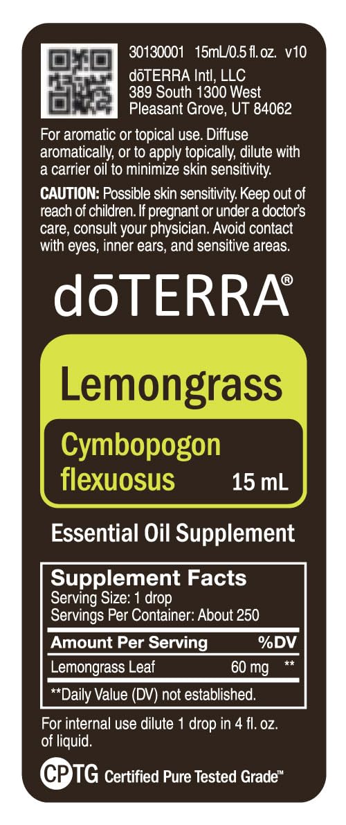 Aromatic profile: citrus, herbaceous, smoky from doTERRA lemongrass.