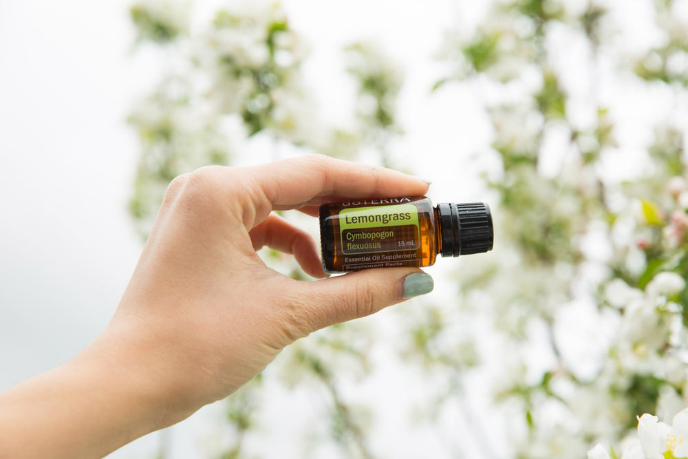 Lemongrass diffuser mist with doTERRA oil for calming ambiance.