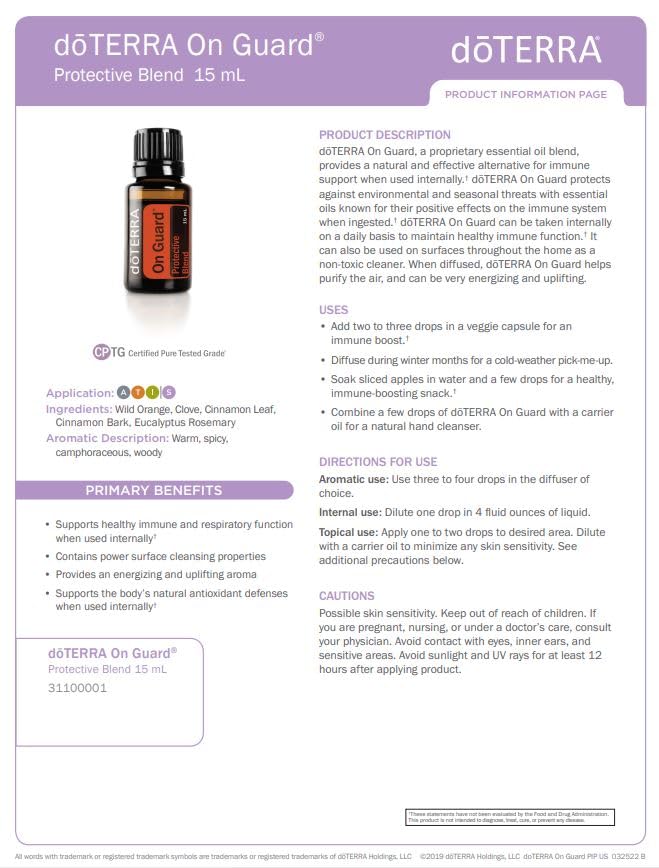 doTERRA On Guard bottle pour demonstrating easy usage