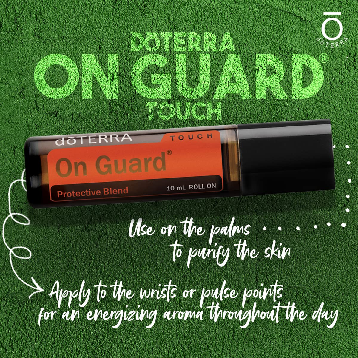 doTERRA On Guard Touch roll-on applied to the wrist for quick daily fragrance.