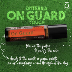 doTERRA On Guard Touch roll-on applied to the wrist for quick daily fragrance.