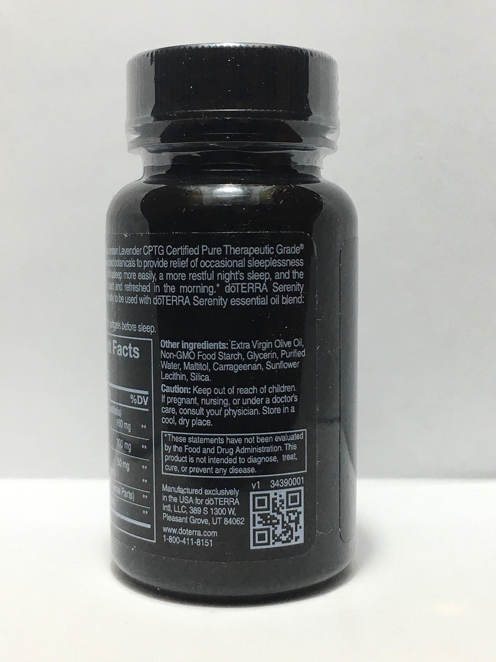 doTERRA Serenity Softgels product image shows ingredients and soothing aroma