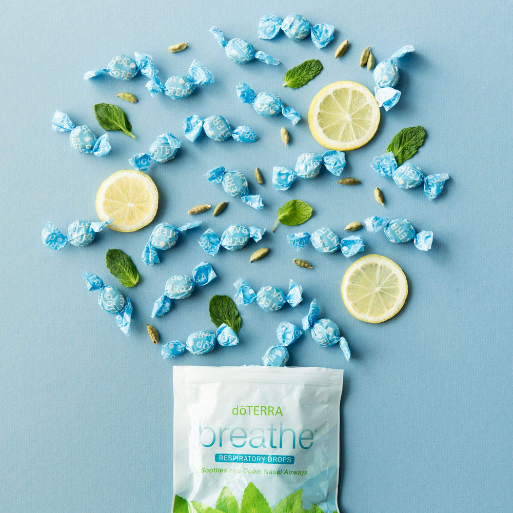 doTERRA Breathe drops being dispensed showing CPTG essential oils blend