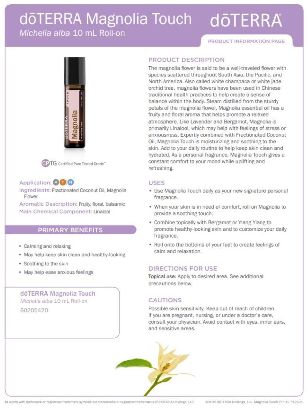 doTERRA Magnolia Touch packaging display signals premium skincare option.