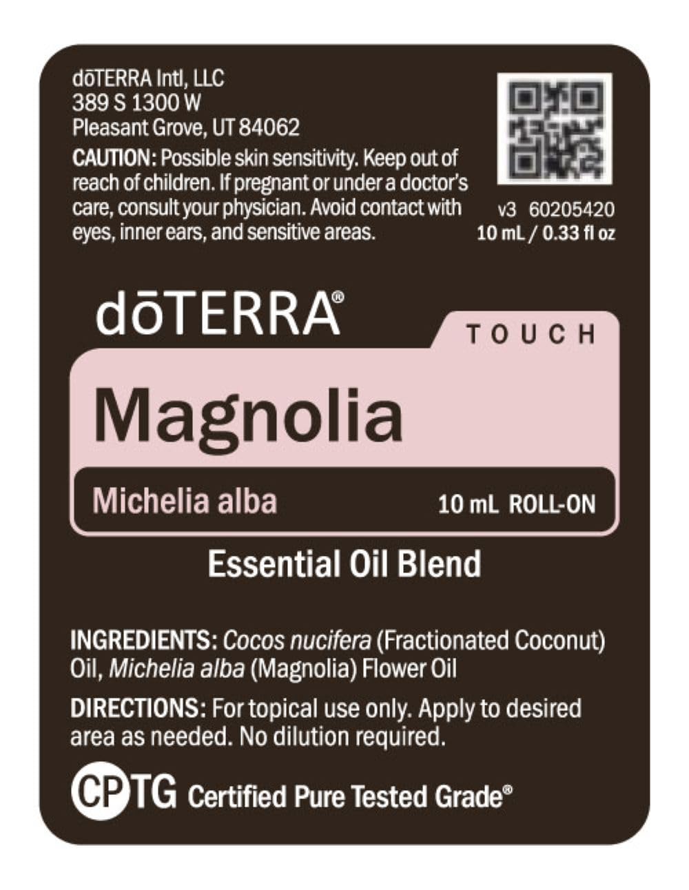 doTERRA Magnolia Touch travel-compact bottle ready for on-the-go routine.