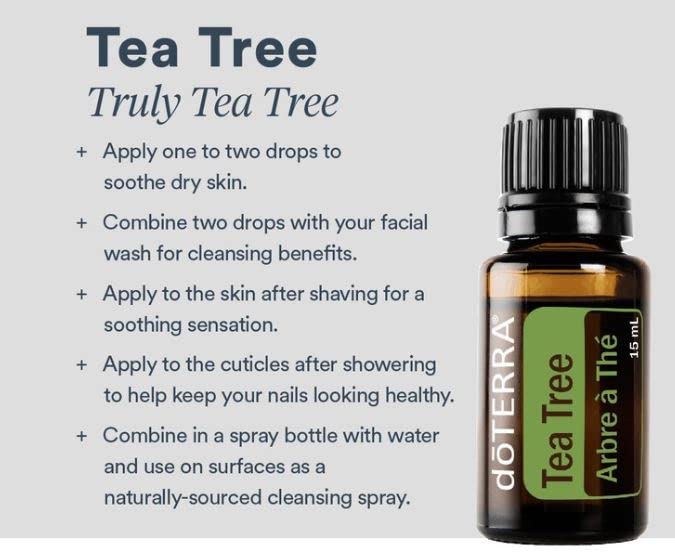 doTERRA Melaleuca oil after-shave application refreshes skin post-shave.