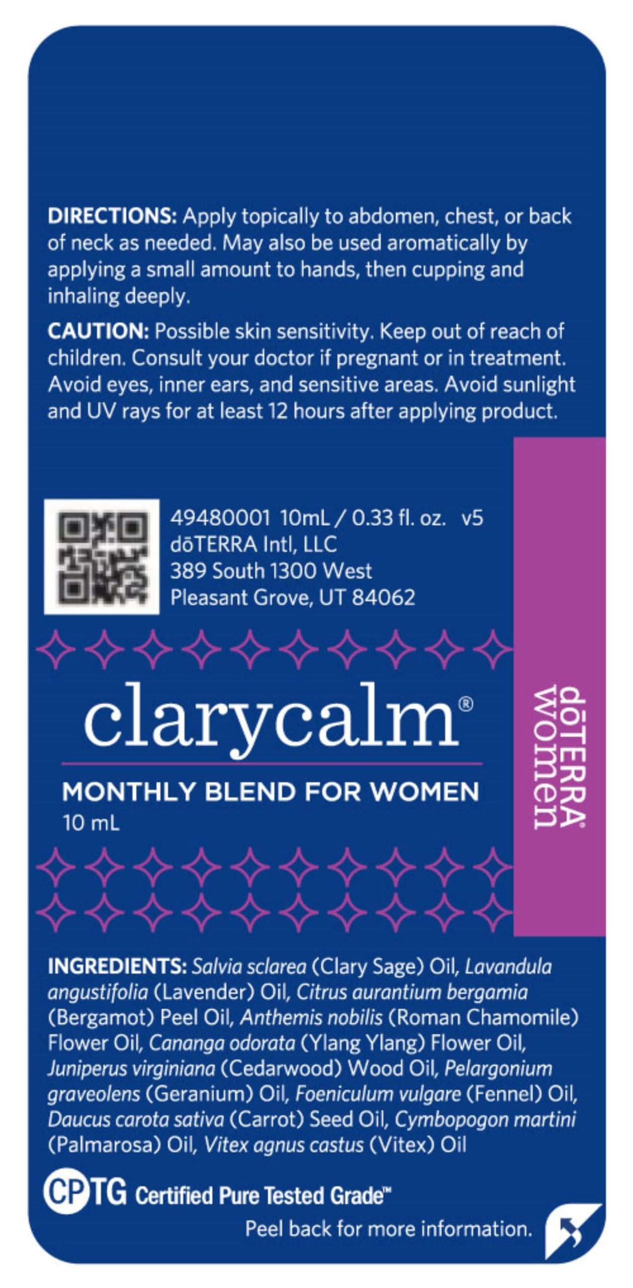 doTERRA Clary Calm on a bedside table for peaceful nightly rituals.