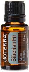 doTERRA Siberian Fir bottle pour evokes a calming, grounding scent for massage.
