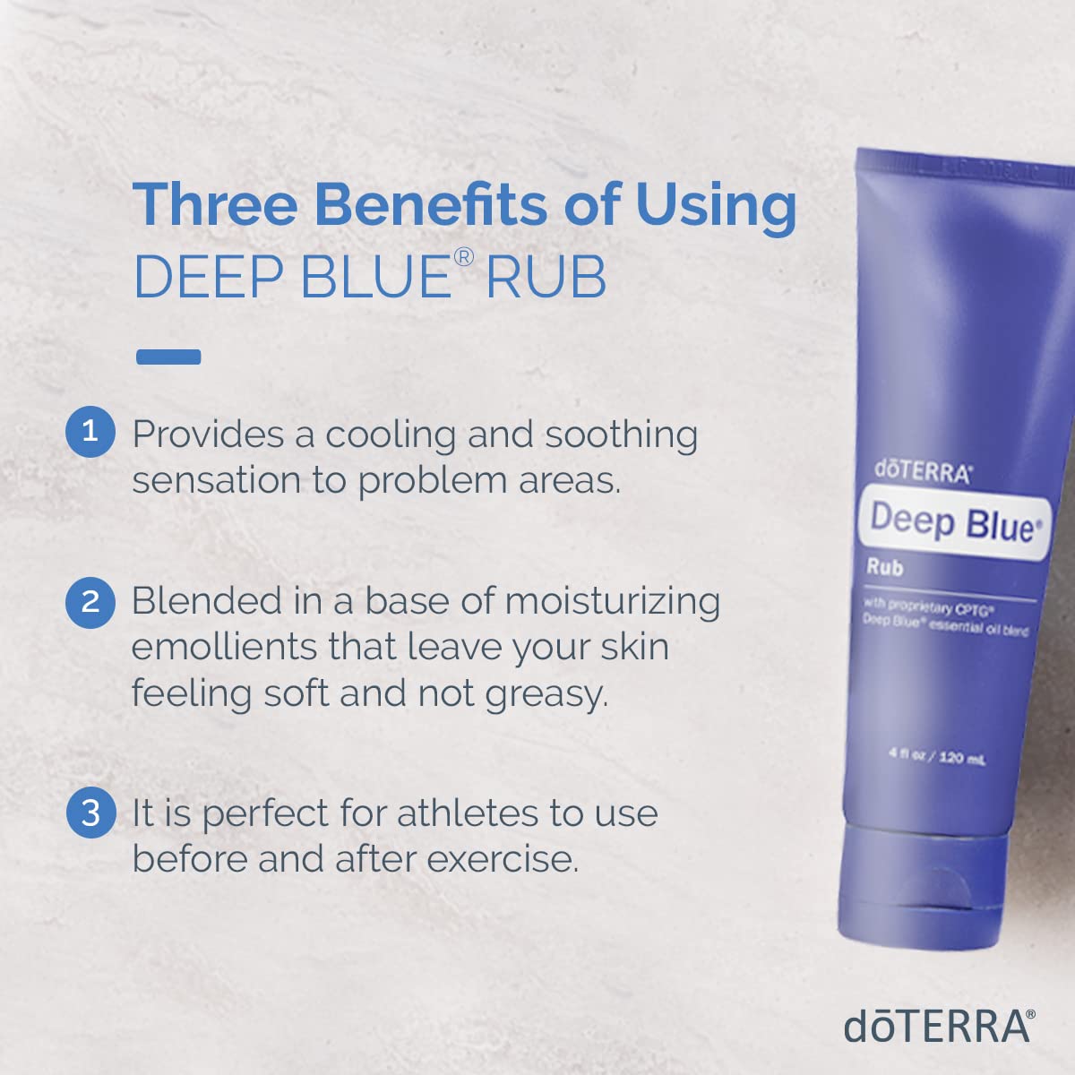 doTERRA Deep Blue Rub massaged on leg muscles after activity