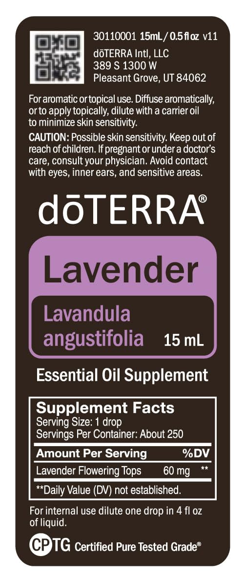 doTERRA Lavender oil packaging with fresh lavender sprigs