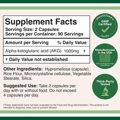 Double Wood AKG bottle label close-up highlighting 1,000 mg per serving.