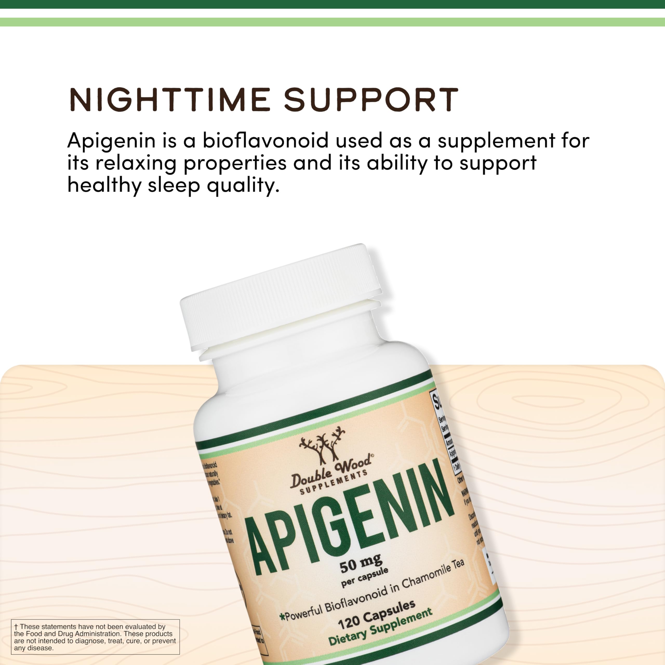 Double Wood Apigenin bottle displayed on a shelf for convenient stocking.